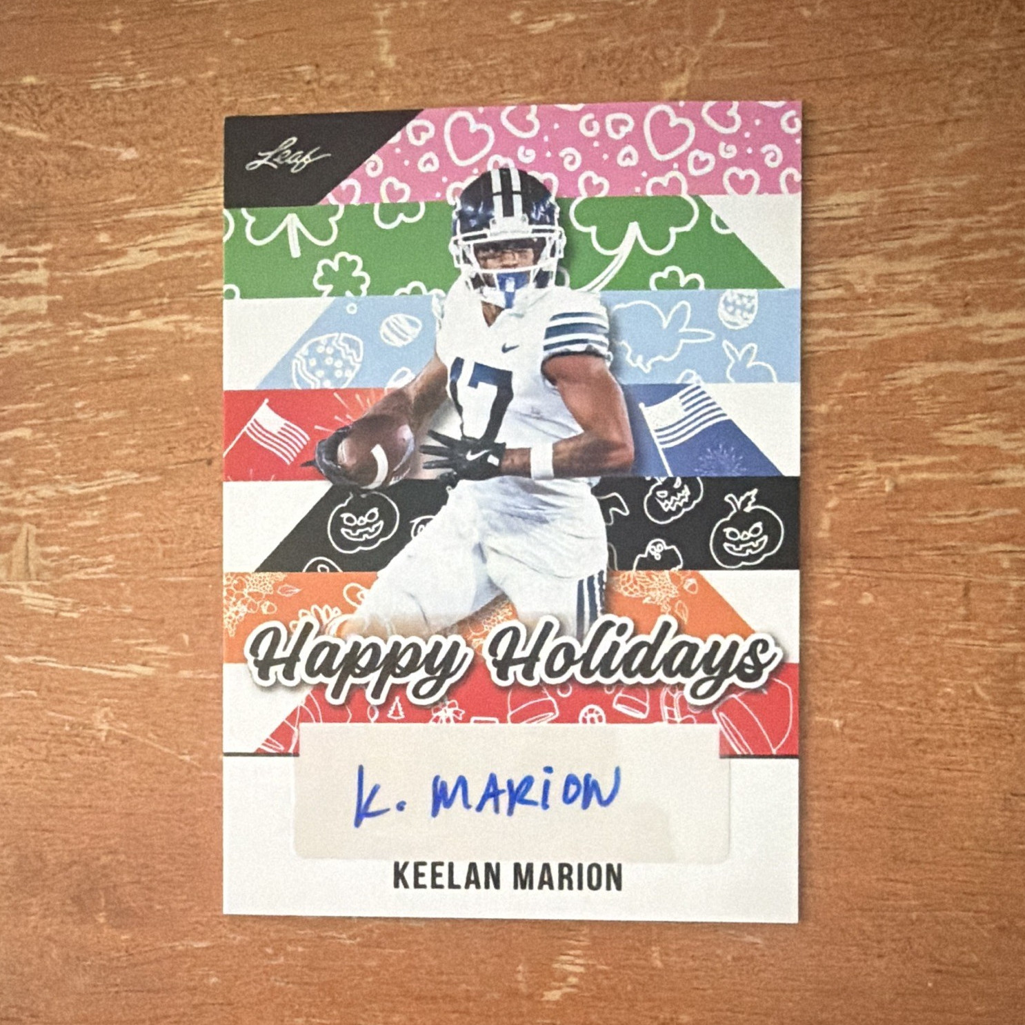 Leaf 2025 Holiday Happy Holidays Keelan Marion #BA-KM1 Auto BYU Cougars