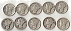 Lot of 10 Mercury Dimes Mixed Dates & Conditions See Scan LOT 3