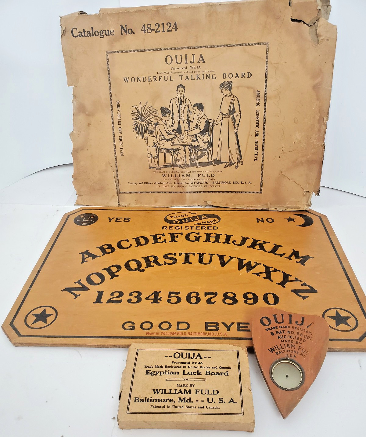 Vintage Antique 1920s-1930s William Fuld Ouija Board W/Planchette Very Rare