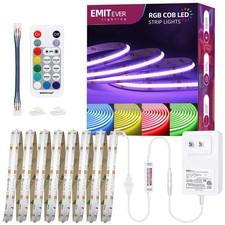 RGB LED Strip Light 16.4ft, Dimmable COB 24V Flexible LED Color Changing Tape...