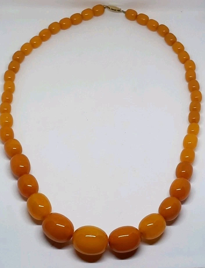 Collier Mi-long En Bakélite Vintage - 69g, Ton Marron, Fabrication Française