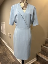 Tahari ASL Women's Light Blue Sheath Dress Size 14P
