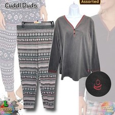 NWT Cuddl Duds Women's L Henley Top  Jogger Pants Pajama Set Assorted
