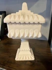 Pastel Pink Milk Glass Lidded Compote Pedestal Candy Dish MCM Vintage 8” Tall