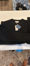 Men's Pullover Sweater Long Sleeve Black Round Neck Size Small