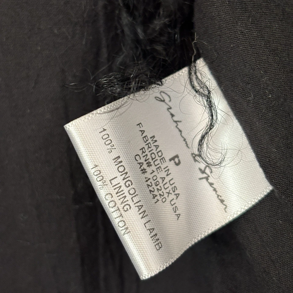 Black Mongolian Lamb Fur Mini Vest XS Gothic Fashion Elegant Coat - Image 4 of 4