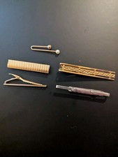Vintage Tie Clips Lot Of 5 Swank Hickory Usa Made Gold Silver Thin