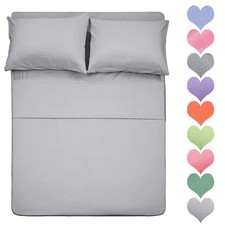 400 Thread Count Cotton Queen Size Sheet Set Silver Gray Color 4 Piece - 100