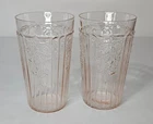 Hocking Glass MAYFAIR "Open Rose" Pink Flat Iced Tea Tumbler 5 inches tall