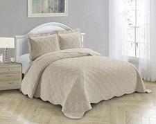 Fancy Linen over Sized Quilted Coverlet Bedspread Set New Full/Queen Beige.....