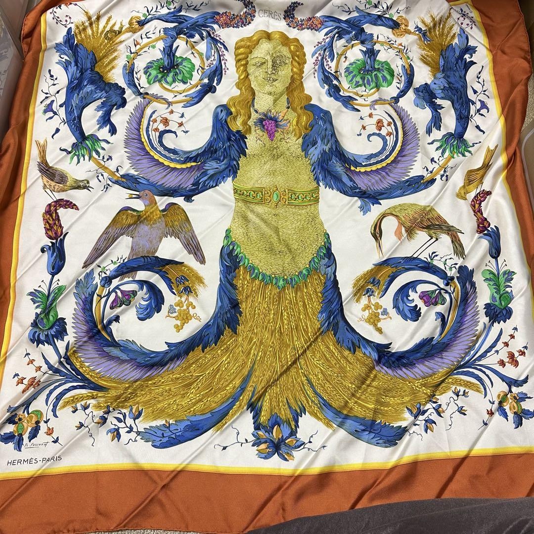 Hermes 90cm Ceres Goddess Silk Scarf Made in Japan