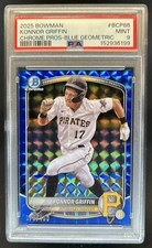 2025 Bowman Konnor Griffin Chrome Prospects Blue Geometric Refractor #/150 PSA 9