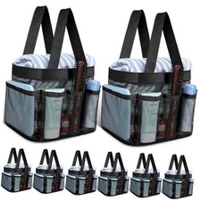 8 Packs Mesh Shower Caddy Portable Large Shower Caddy Dorm with 8 Pockets Black