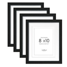 8x10 Set of 4 Solid Wood Picture Frame, Natural Wood Photo Frame with Double ...