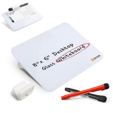 SELEAD Small Dry Erase White Board - 8"x6" Desktop Glass Clipboard with Pen H...