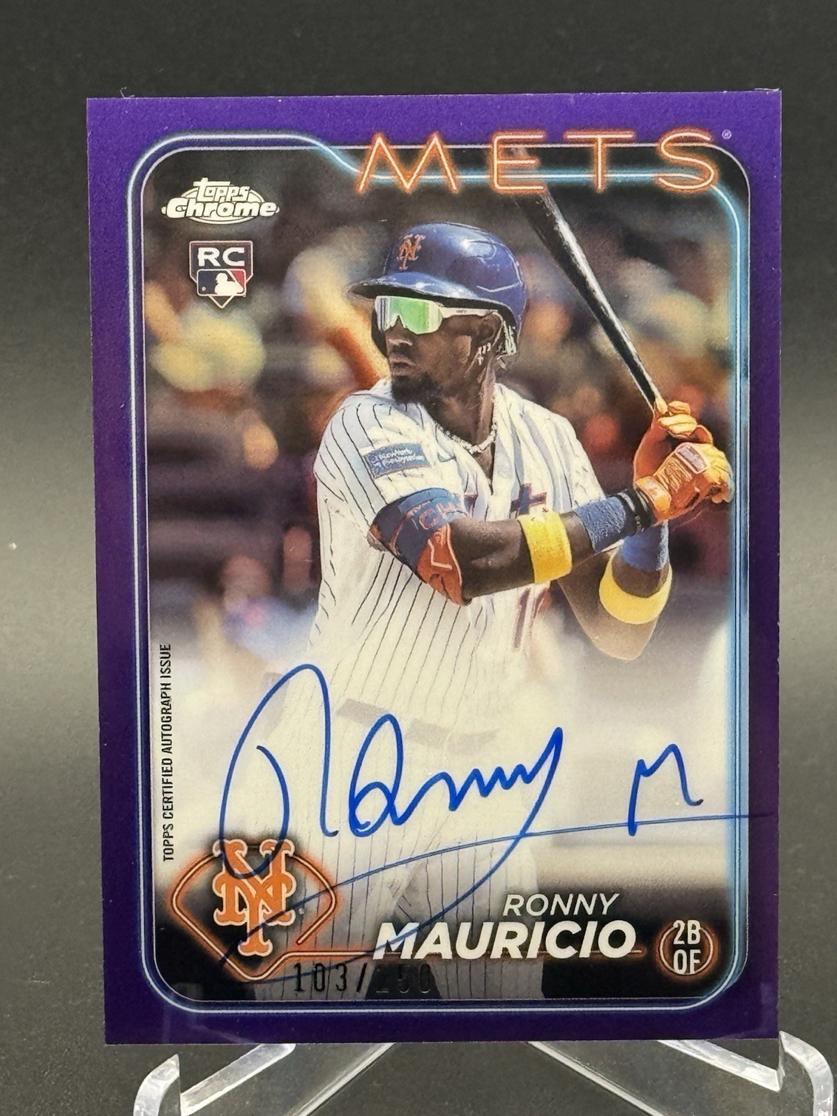 2024 Topps Chrome #RA-RM Ronny Mauricio RC Purple Refractor On Card Auto /250