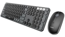 Wireless Bluetooth Keyboard and Combo, COE202 Round Cute Keycaps, 3 Multi-Dev...