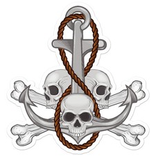 Skull Crossbones Anchor - Vinyl Decal Sticker - Car Window Laptop - ebn7993