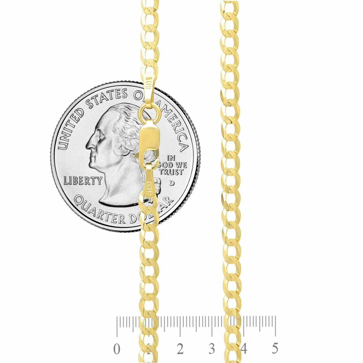 14k Solid Yellow Gold Cuban Link Chain Necklace Men's Women Size 20