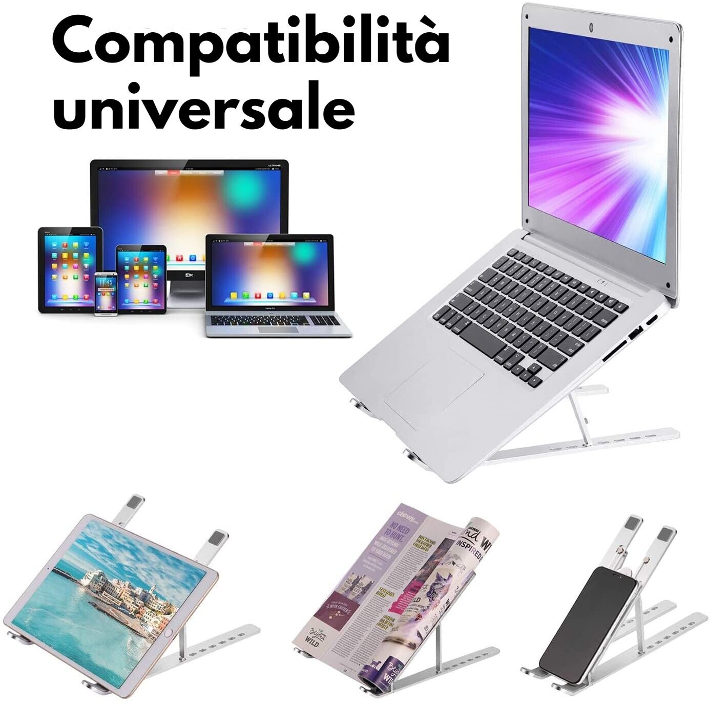 supporto per pc portatile laptop supporto notebook in alluminio pieghevole stand - Supporti e bracci