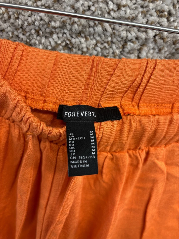 Pantalones Cortos de Vestido Forever 21 Naranja 2" Ineam Cintura Elástica Cordón Talla M Foto 2 de 4