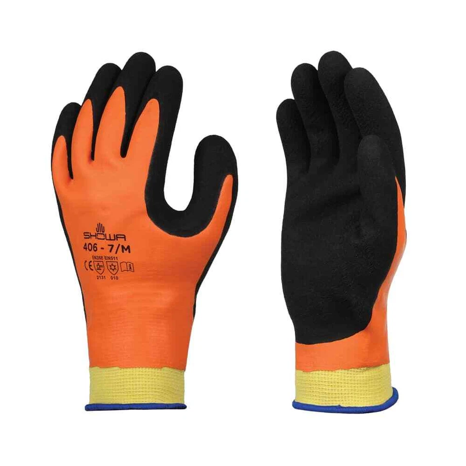 SHOWA 406 Thermal Cold Weather Glove PVC Foam Latex & Grip Textured Palm Coating