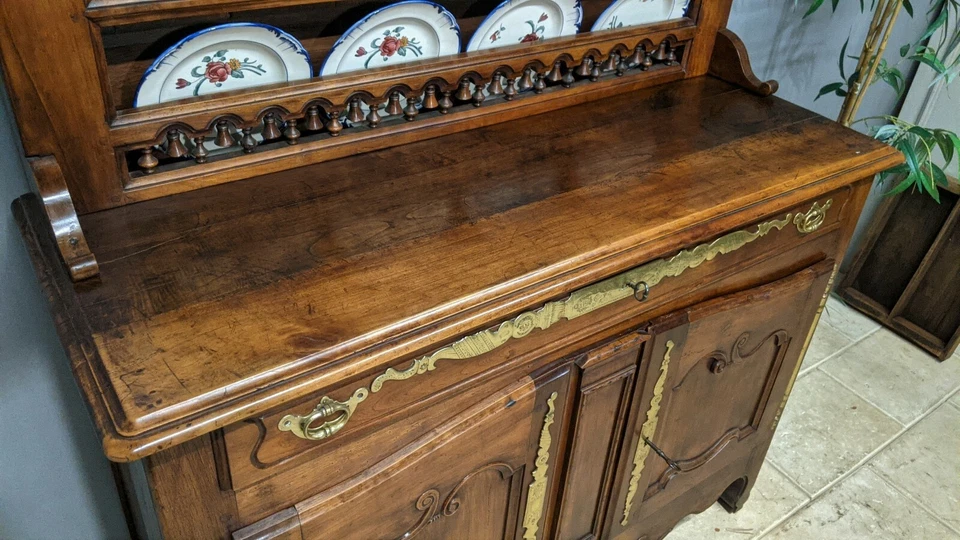 ANCIEN BUFFET VAISSELIER EN BOIS merisier meuble 19 ème - Photo 4/4