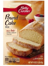 Betty Crocker Pound Cake Mix (Pack of 4) 16 oz Boxes