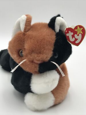 TY Beanie Buddies CHIP Calico Cat 1998 Plush Stuffed Animal Laying Down 14
