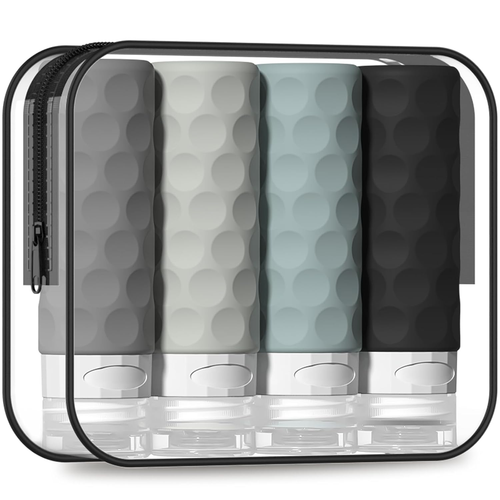 Gemice 4-Pack TSA Approved Travel Bottles - 3oz Silicone Leakproof Toiletry Containers (12oz Total)