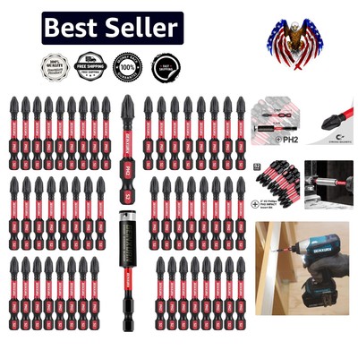 High Performance 50-Pack Philips Driver Bits with 1/4'' Hex Shank - 2'' Size