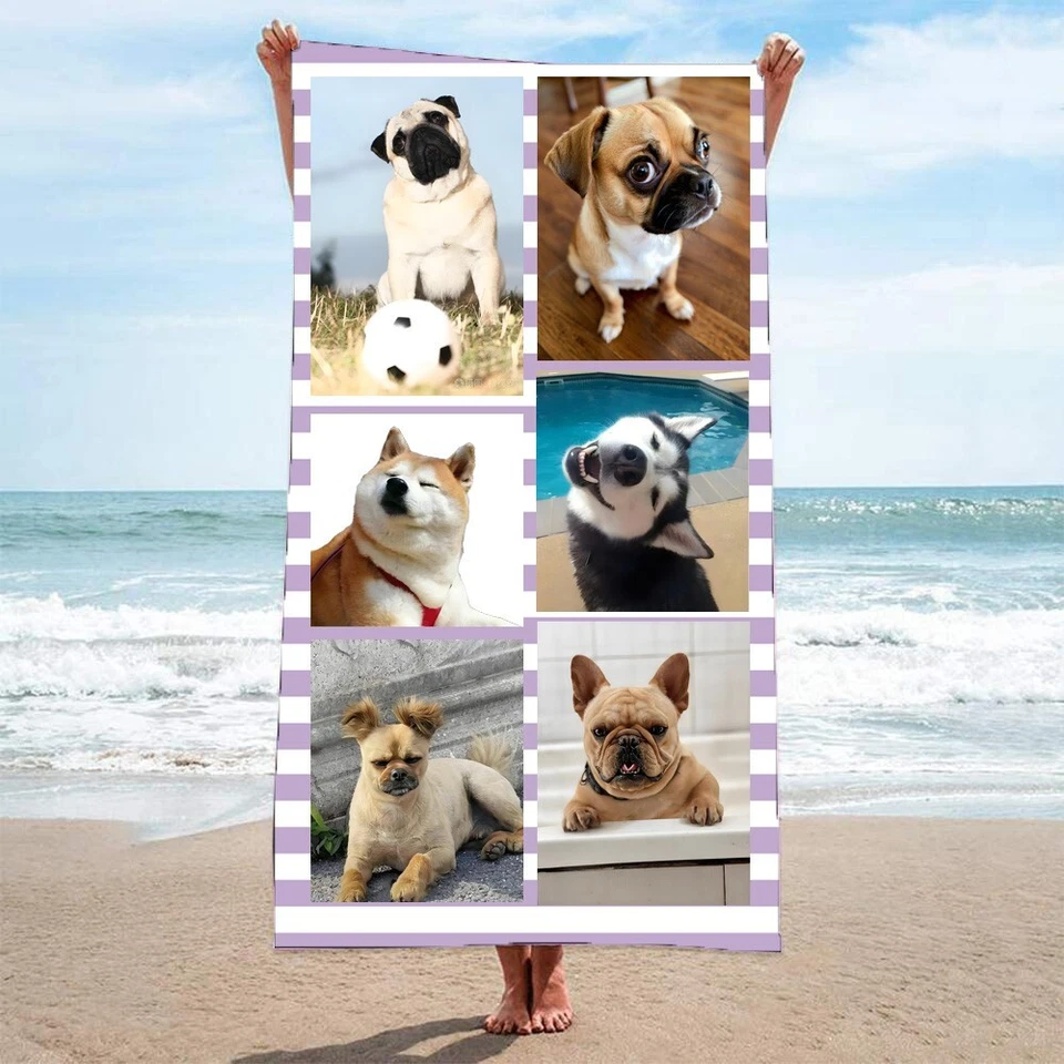 Collage de fotos personalizado nombre/texto toalla de playa natación surf vacaciones regalo Foto 3 de 4