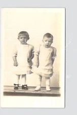 RPPC Real Photo Postcard Studio Portrait Children #12 Toddlers In White