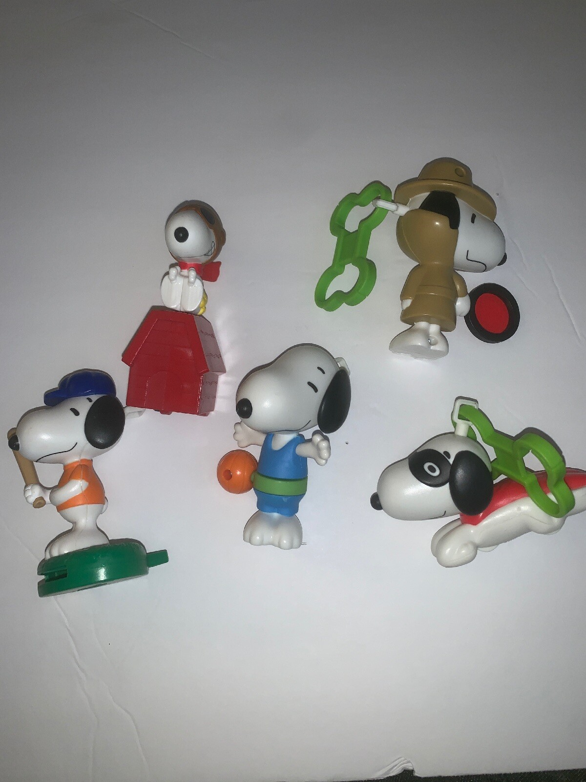 2018 Snoopy Peanuts McDonalds Toy Lot Of5 Detectives Flying Ace & Baseball EUC