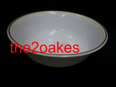5 Corelle SQUARED 6-1/4'' Cereal Soup Bowls Brown Green Trim Lines Rings Mix Rola