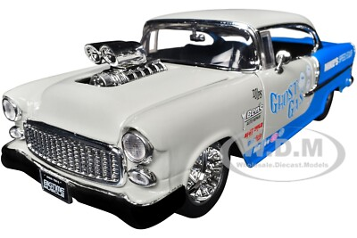 #ad 1955 CHEVROLET BEL AIR quot;GHOST GASquot; LIGHT GRAY amp; BLUE 1 24 DIECAST BY JADA 35211 $25.17