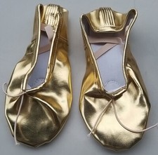 Gold Dance Slipper Split-Sole Canvas Shoes Womens Size 6.5 37
