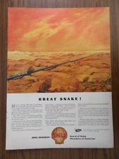 1943 Shell Oil Research Ad WW II Great Snake Pipeline 1943 Eversharp Pen Ad