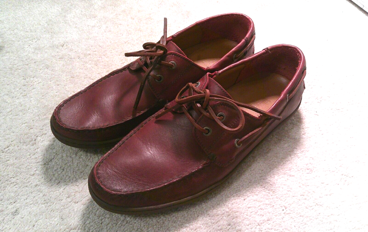 Frye Burgundy Leather Loafer Boat Shoe Men display picture 1