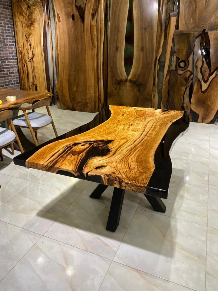 Black Epoxy Table | Walnut Wood | Modern Customizable Furniture | Sustainable De - Image 4 of 4