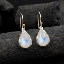 Moonstone Earring-Handmade Earring-Drop Dangle-Oval Earring-Birthday gift E-783