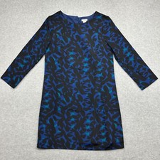 J.CREW Dress Womens Size 2 Long Sleeve Black Blue Swirl Lightweight Shift