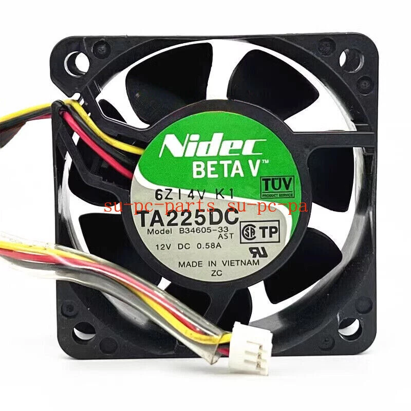 Nidec TA225DC B34605-33 6025 6CM 12V 0.58A 3-Pin Case Power Supply Cooling Fan - Image 3 of 4