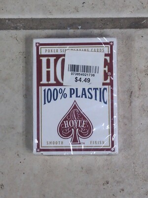 Hoyle 100% Plastic (Red) - Playing Cards - Poker Blackjack Brand New Sealed Deck