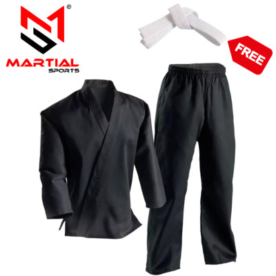Martial Sports Premium Lightweight Karate/TKD Uniform Gi - Black - Free Shipping