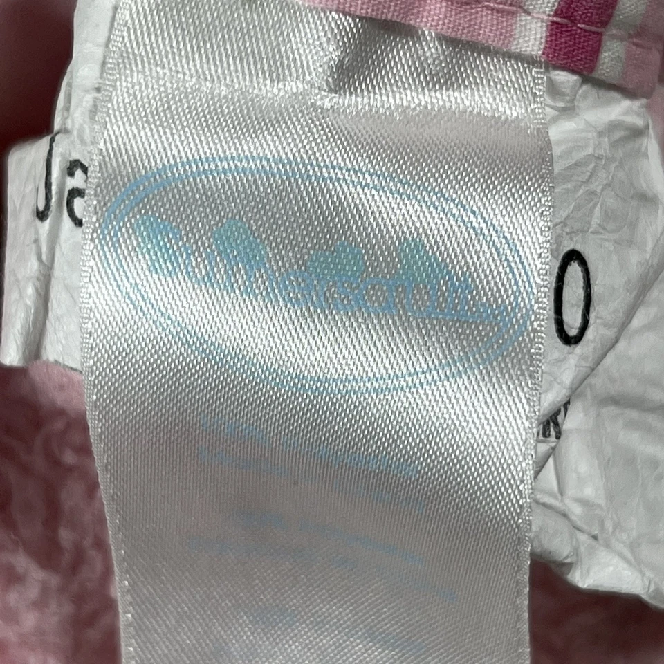 Manta de bebé Sumersault rosa con ribete a rayas rosa verde azul Lovey Security Foto 3 de 4