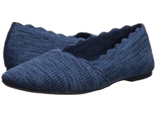 SKECHERS Cleo Newford Flats Slip-on Navy Stretchy Textile Memory Foam US Size 6