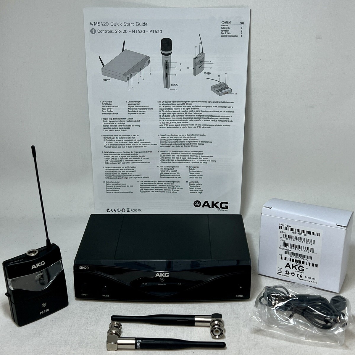 AKG WMS420 WMS 420 UHF Wireless Presenter System Band A