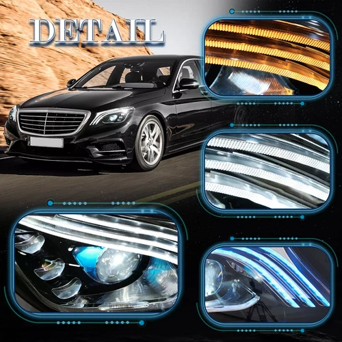 Pair Full LED Headlight Assembly For 2013-2017 Mercedes Benz W222 S-Class S550 - Picture 6 of 12