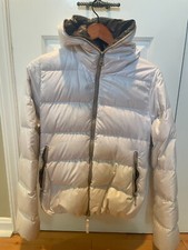 Luxury Brand Duvetica White Warm Puffer Shell Down Hooded Jacket Size 42 Short